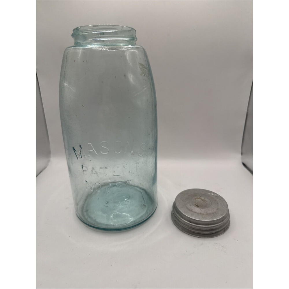 The Ball Jar‎ Masons Patent 1858 Half Gallon Canning Jar w/Zinc Lid. #11